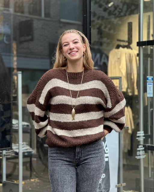 Striped Knitted Sweater Choco