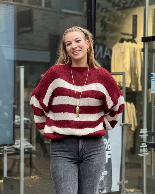 Striped Knitted Sweater Bordeaux