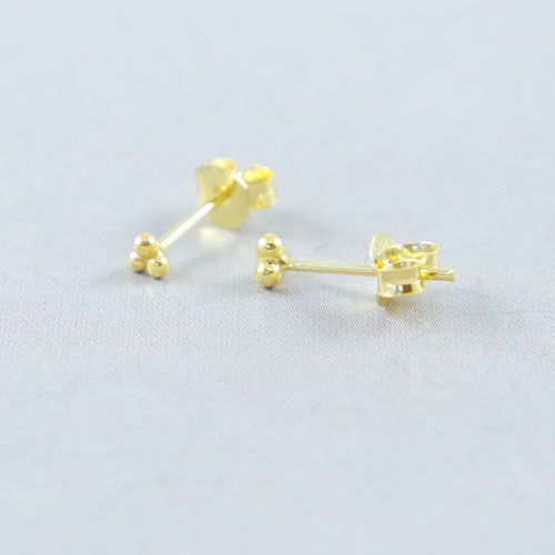 3 Dots Stud Earrings - Gold