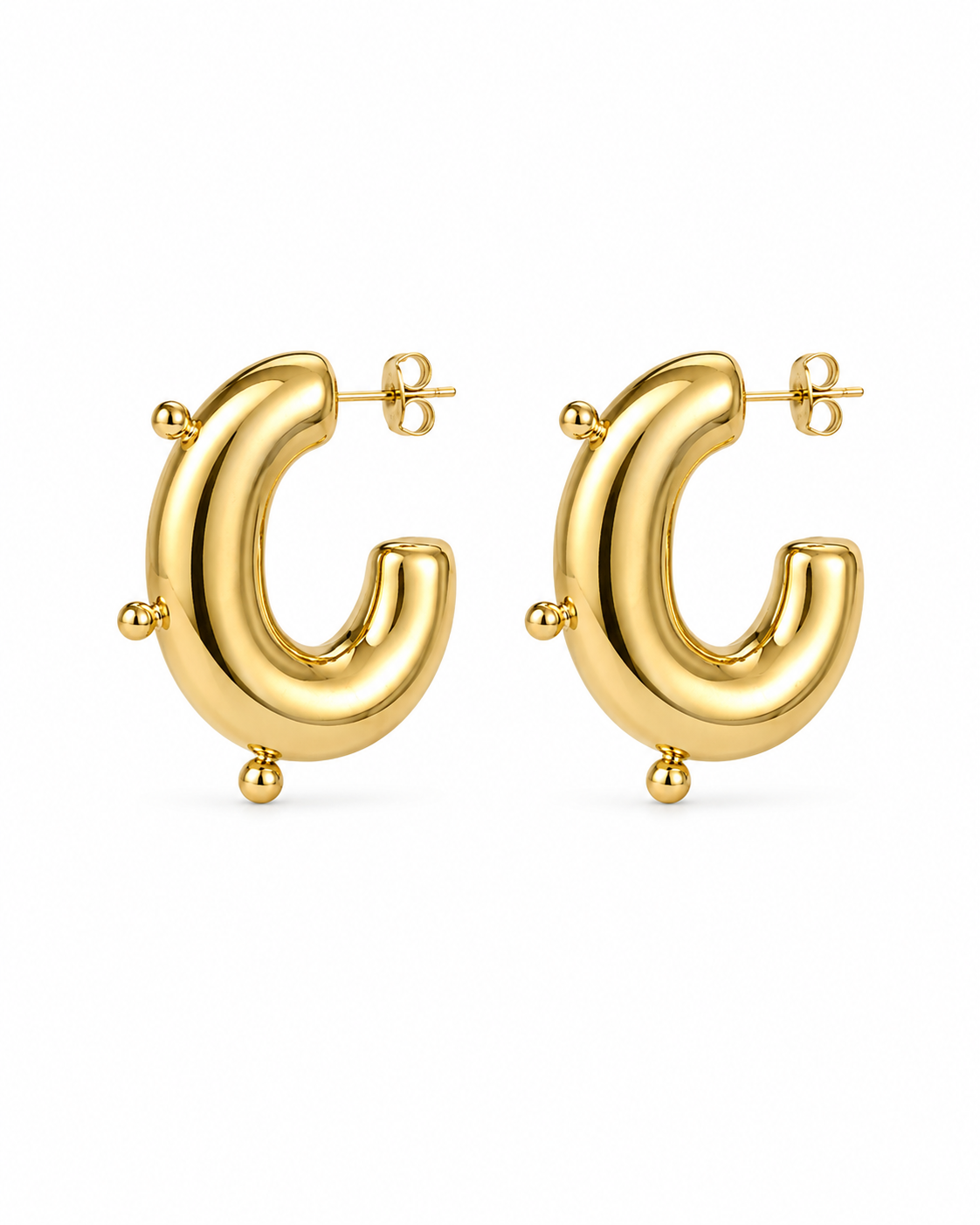 Chunky Golden Orbit Half Hoops