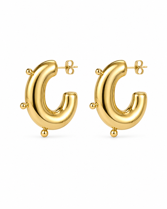 Chunky Golden Orbit Half Hoops