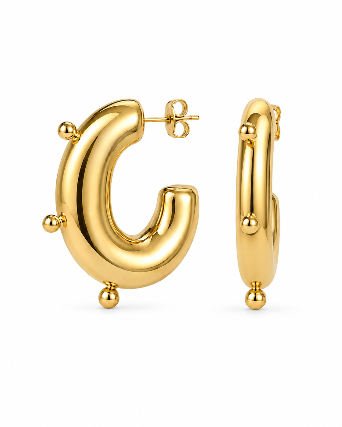 Chunky Golden Orbit Half Hoops