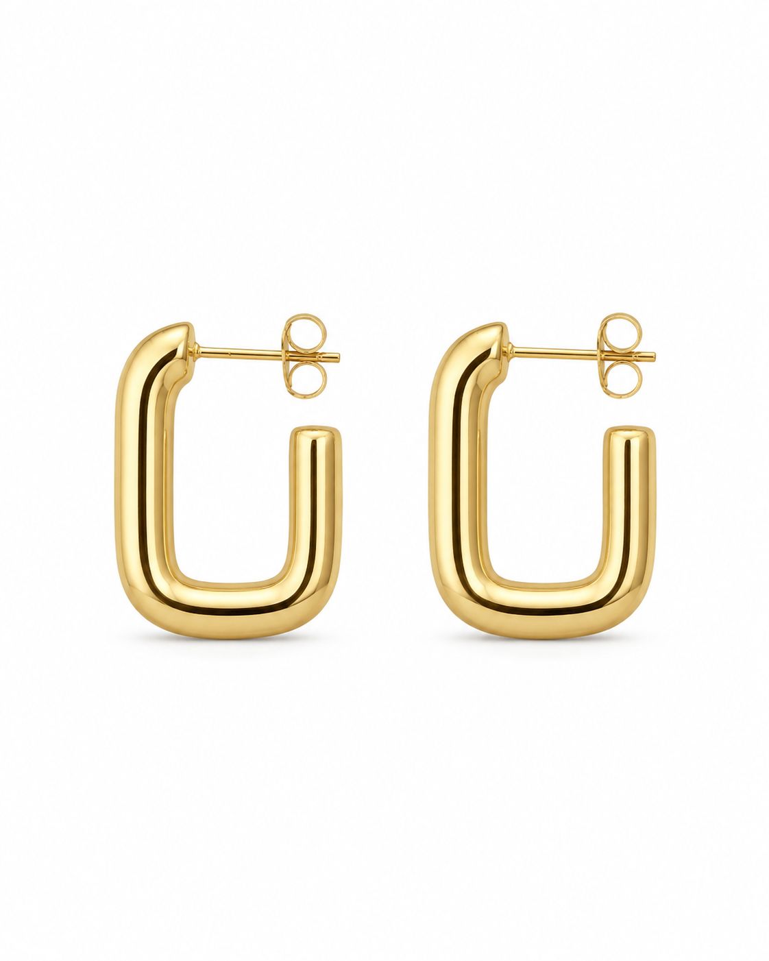 Stainless Steel Oorbellen Golden Square Hoops