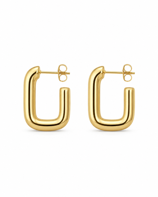 Stainless Steel Oorbellen Golden Square Hoops