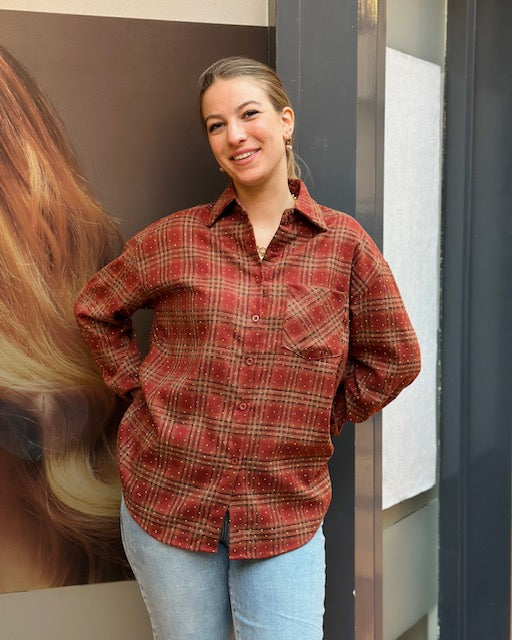 Geruite Blouse Roest