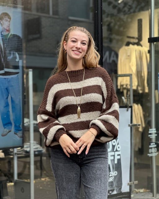 Striped Knitted Sweater Choco