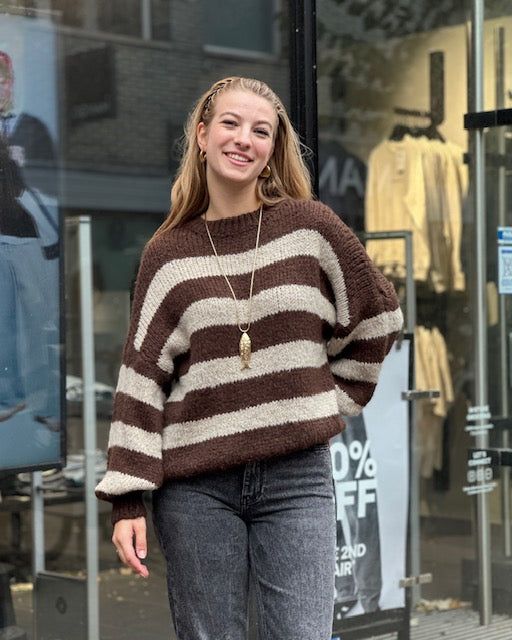 Striped Knitted Sweater Choco