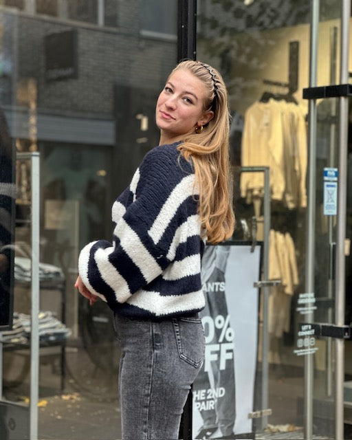 Striped Knitted Sweater Blue