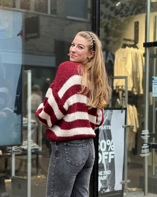 Striped Knitted Sweater Bordeaux
