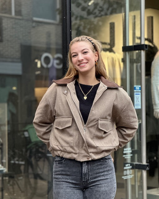 Taupe Bomber Jacket Glitter