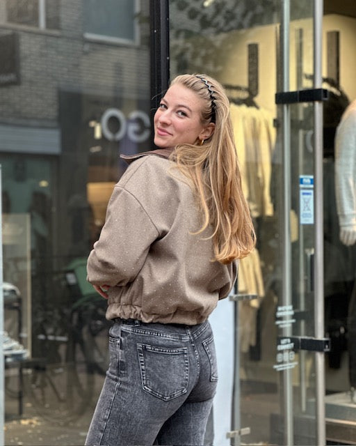 Taupe Bomber Jacket Glitter