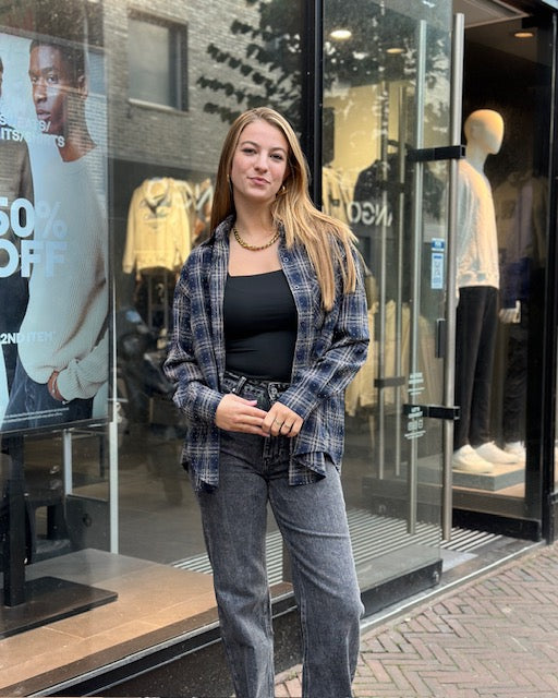 Checked Blouse Blue Odette