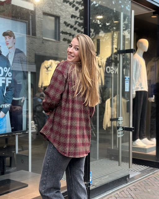 Checked Blouse Bordeaux Odette