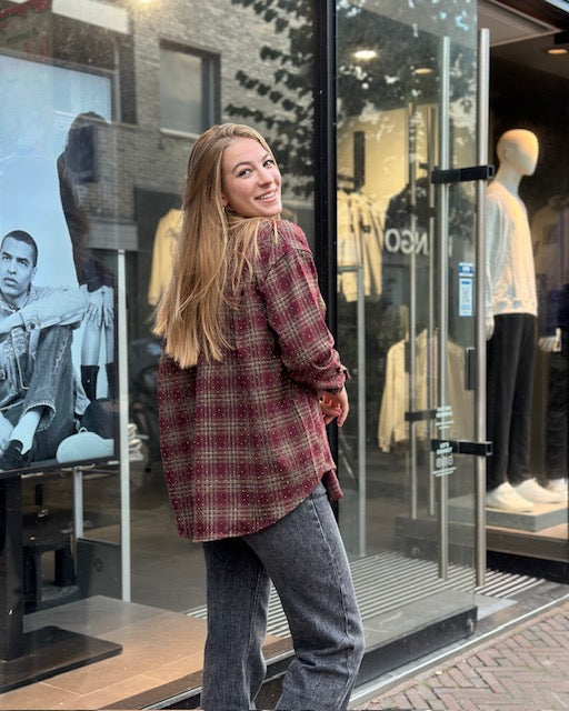 Checked Blouse Bordeaux Odette