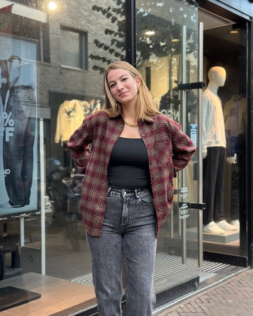 Checked Blouse Bordeaux Odette