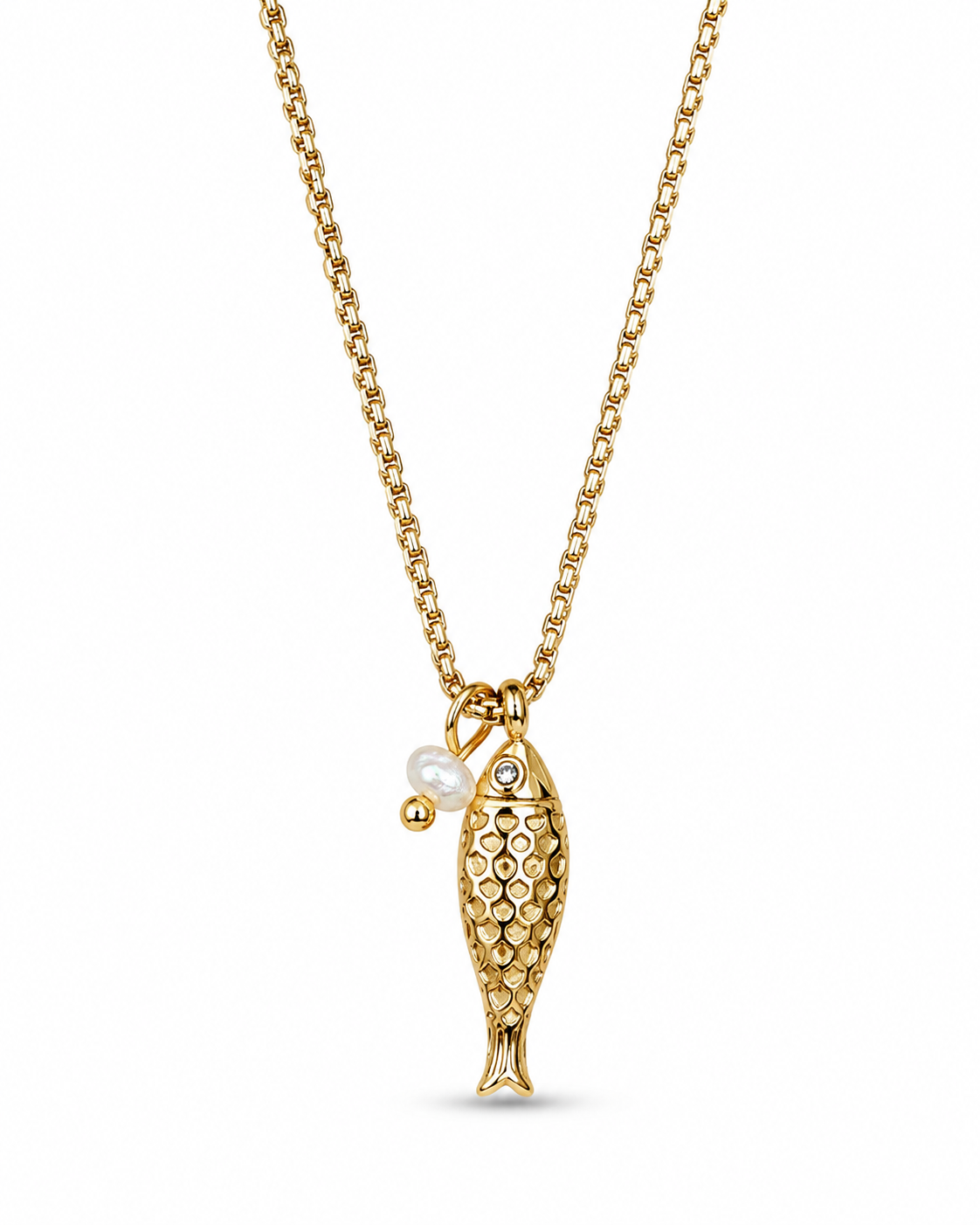 Golden Fish & Pearl Ketting