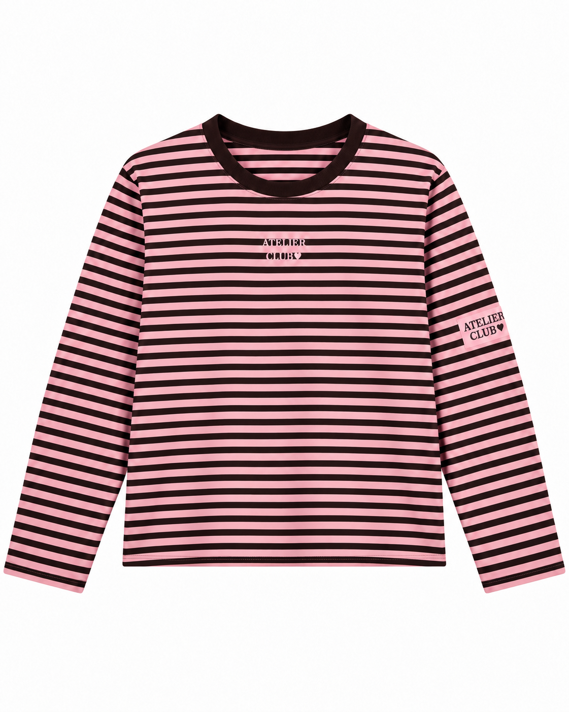 Atelier Club Oversized Striped Shirt Pink with Brown