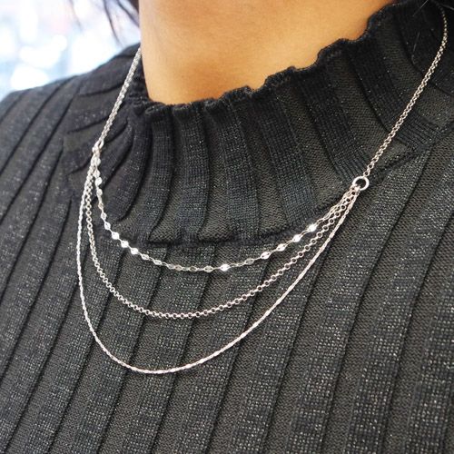 Real Silver Layered Necklace