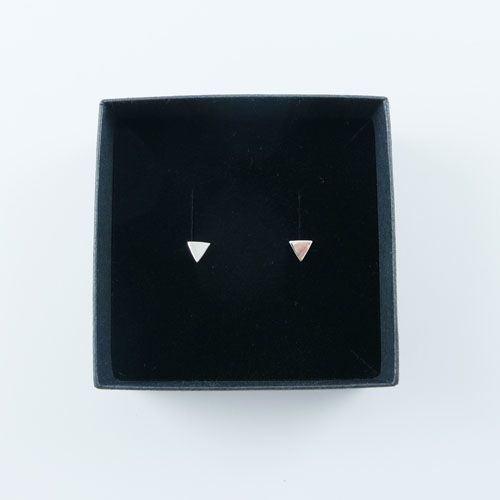 Real Silver Triangle Stud Earrings