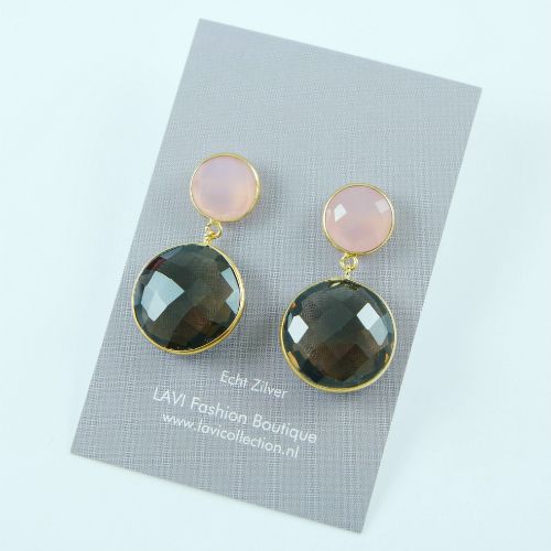 Smoky Quartz and Rose Quartz Earrings