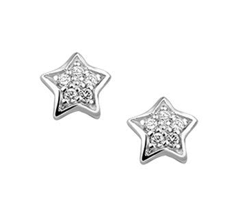 Star Stud Earrings Zirconia and Silver
