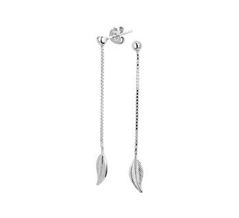 Trendy Silver Feather Earrings