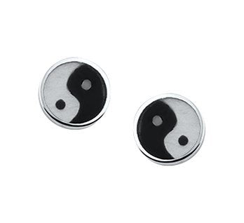 Yin Yang Stud Earrings Silver