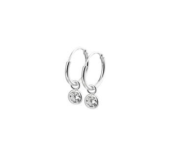 Silver earrings with a zirconia charm