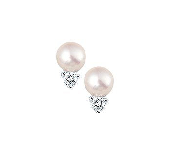 Freshwater pearl stud earrings with silver