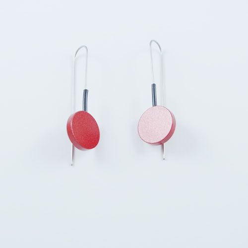 Modern earrings Metallic Red